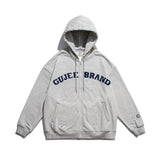 Slogan Graphic Hoodie Flocking Letter Embroidery Thickening Sweater Couple Cardigan Top