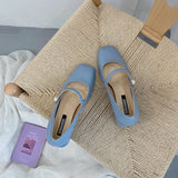 Nude Block Heel Sandals Chunky Heel Mary Jane Leather Shoes