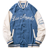 Dodgers Letter Man Jacket Outfit Senior Jackets Varsity Baseball College Coat Men's Sports Casual Embroidery Contrast Color Baseball Uniform