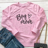 Boy Mama Hoodie Mother's Day Boy Mom Letter Love Heart Floral Print Long Sleeve Pullover