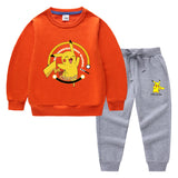 Children Pokemon Pikachu Hoodie & Pant Set Two-Piece Cotton Sweater Set