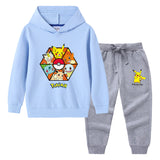 Children Pokemon Pikachu Hoodie & Pant Set Sweater Suit Cotton Trendy