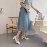 Nude Pumps Block Heel Mary Jane Leather Shoes