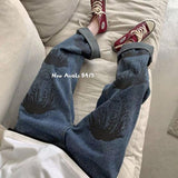 Anime Print Jeans Denim Pants Printed Boy Loose Denim Trousers Male