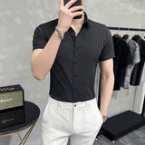 Men's Shirt Pinstripe Short Sleeve Shirt