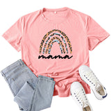 Boy Mama T Shirt Leopard Print Rainbow Mama Pattern Printed T-shirt