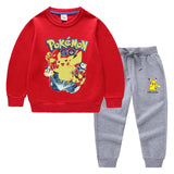 Children Pokemon Pikachu Hoodie & Pant Set Two-Piece Baby Cotton Sweater Set