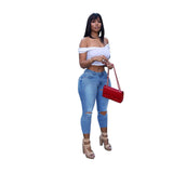 Women Plus Size Jeans Slim-Fit Lace Up Denim Skinny Pants