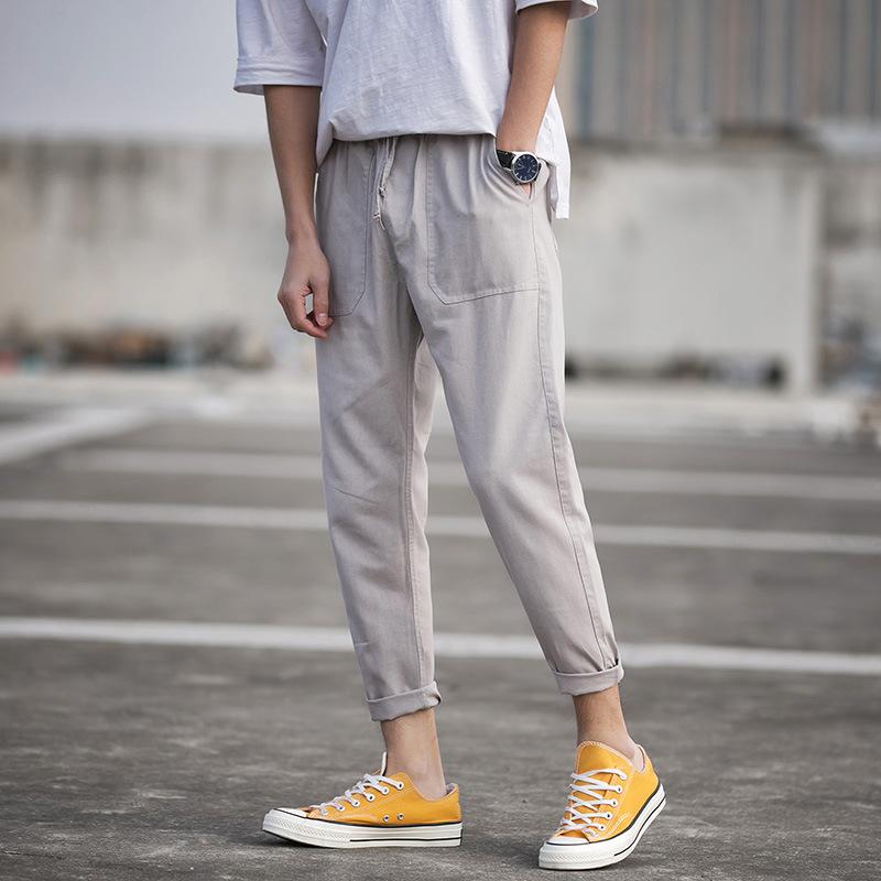 Linen Pants Straight Leg Pants Drawstring Lightweight Elastic Beach Pants Men Loose plus Size Summer Sports Straight Casual Pants Men