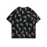 Men T Shirt Summer Casual Tops Men's Clothes Summer Wear Vintage Men's round Neck Short Sleeve Casual Loose Cactus Printed T-shirt