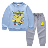 Children Pokemon Pikachu Hoodie & Pant Set Two-Piece Baby Cotton Sweater Set