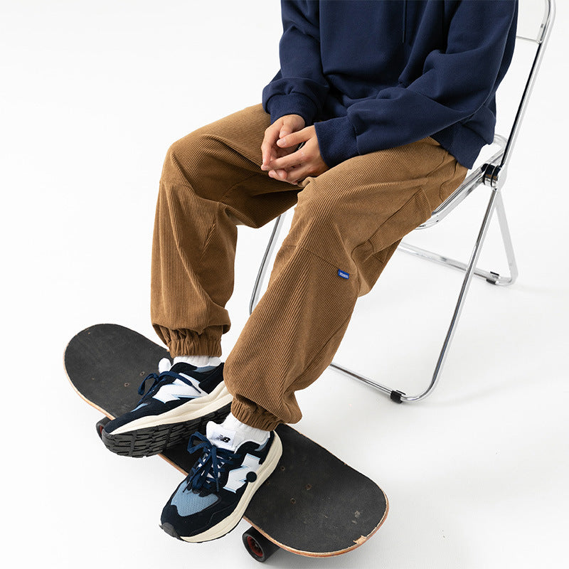 Men Cargo Pants Men's Casual Pants Loose All-Match Stitching