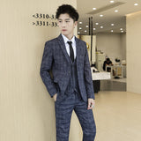 Seersucker Suit Slim-Fitting Suit Three-Piece Plaid Suit