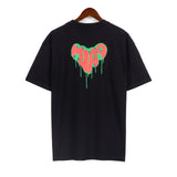 Palm Angels Letter Heart Printing Casual Loose Short Sleeved T-shirt High Street Men and Women