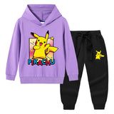 Children Pokemon Pikachu Hoodie & Pant Set Sweater Set Two-Piece Cotton Trendy