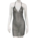 Kesha Black Dress Women's Sexy Sling Fishing Grid See-through Stretch Dress