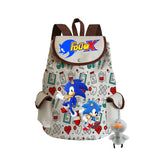 Sonic Backpack Hedgehog Sonic Backpack Cute Pattern Drawstring Backpack