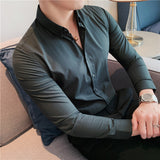 Men Shirts Stripes Slim-Fit Base Shirt