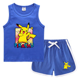 Children Pokemon Pikachu Tshirts & Shorts Sports Sweat-Absorbent Shirt Suit