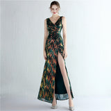 Sequin Evening Dress Split Long Sequined Fishtail Skirt