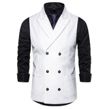 Tuxedo Vests Solid Color Simple Double Breasted Suit Vest Men's Casual Business