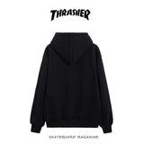 Thrasher Hoodie Autumn and Winter Flame Rainbow Letters Hooded Fleece Lined Sweater
