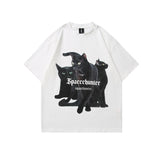 2022 Summer Man Outfits Cat Printing Short Sleeve