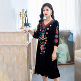 Beth Dutton Bohemian Dress Winter Autumn Midi Dresses Embroidered Vintage Travel Skirt