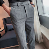 Men Trousers Men's Suit Pants Autumn and Winter Thickening Stripes Draping Casual Small Trousers