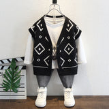 Toddler Boys Sweater Boys' Sweater V-neck Vest Knitted Spring and Autumn