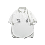 Men T Shitrs Tiger Embroidery Pattern Lapel Polo Shirt
