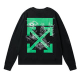 Off White Long Sleeve round Neck Neck Sweater for Men and Women