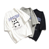 Cartoon Panda Couple Loose Short-Sleeved T-shirt Summer Cotton Half-Sleeve T-shirt Top