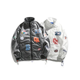 Blackair Jacket Cartoon Letter Transparent Stand Collar Jacket