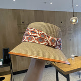 Straw Hat Sun Bucket Hat Summer Outdoor Sun-Proof Beach Hat