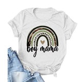 Boy Mama T Shirt Camouflage Leopard Print Rainbow Mother's Day T-shirt