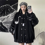 Gothic Lolita Harajuku Style Clothing Love Heart Embroidered Baseball Uniform All-Match Couple Coat Student