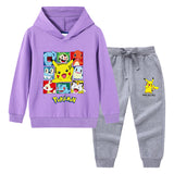 Children Pokemon Pikachu Hoodie & Pant Set Sweater Suit Cotton Trendy