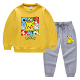 Children Pokemon Pikachu Hoodie & Pant Set Sweater Set Two-Piece Cotton