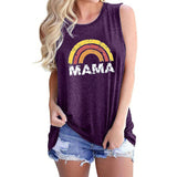 Boy Mama T Shirts Women's Vest Rainbow Mama Letter Printed round Neck Sleeveless Vest