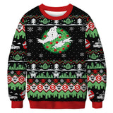 Black Christmas Sweater Christmas round Neck Sweater Casual Funny Santa Claus
