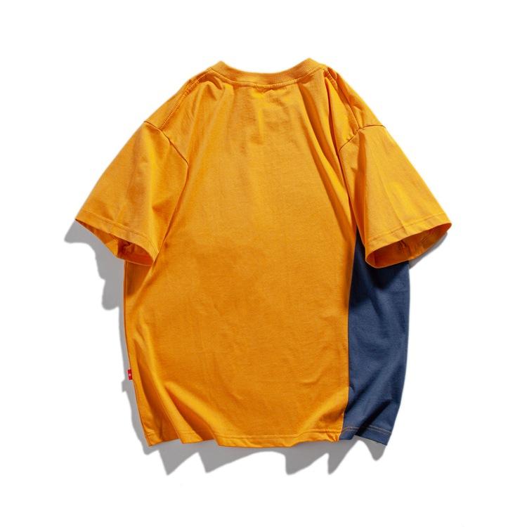 Men T Shirt Summer Casual Tops Short-Sleeved Loose Three-Dimensional Pocket Workwear Color Matching T-shirt