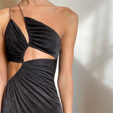 Music Festivals Rave Outfits Dress Spring/Summer Sexy Backless Spaghetti Straps Slim-Fit Oblique Shoulder Hollow Dress