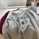 Diana Harvard Sweatshirt Vintage Bears Embroidery Plush Crew Neck Sweatshirt