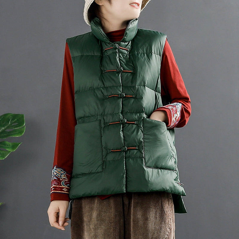 Women Winter Coats Puffer down Vest Lightweight down Vest Women's Retro Stand Collar
