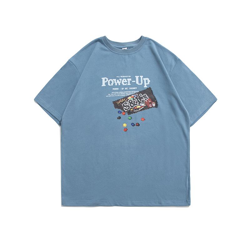 Men T Shirt Summer Casual Tops Men's Clothes Summer Wear Vintage Men's round Neck Short Sleeve Casual Loose Chocolate Bag Printed T-shirt