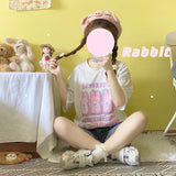 Gothic Lolita Harajuku Style Clothing Three Milk Rabbit Printed Cute T-shirt (Excluding Fake Collar)