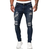 J Shaped Jeans Men's Pants Ripped Matte White Slim-Fit Denim Pants Fashion Pants