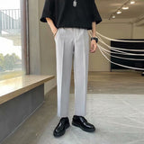 Men Suit Pants Straight Wide Leg Leisure Suit Pants