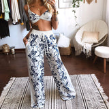 Women Pants Suit Women's Printed Sexy Tube Top Loose